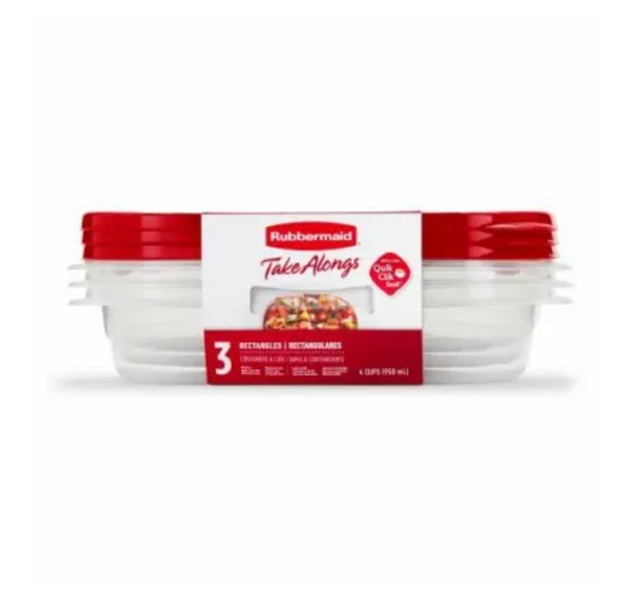 Rubbermaid TakeAlongs Food Storage Containers – 4 Cup – 3-Pk.