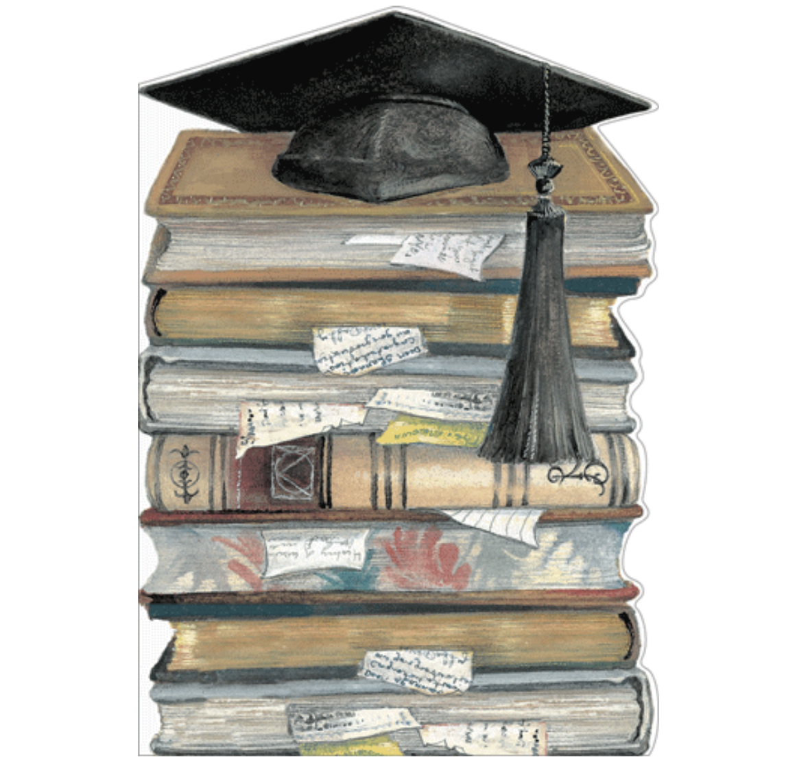 Caspari – Stack of Books and Graduation Cap – 1 Card & 1 Envelope