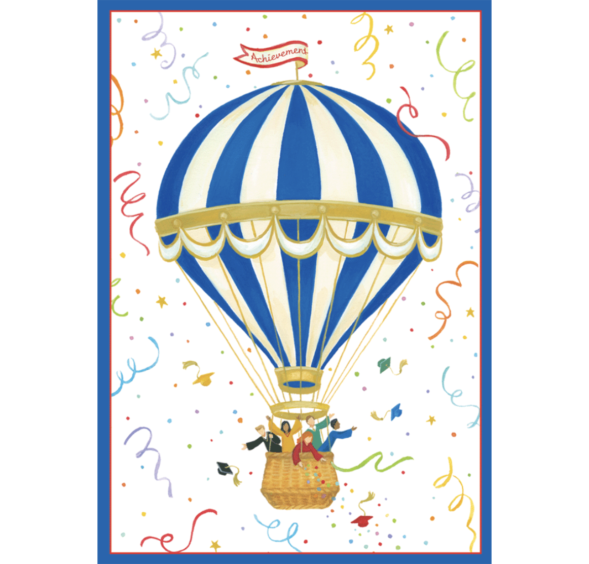 Caspari – Hot Air Balloon Graduation Card – 1 Card & 1 Envelope