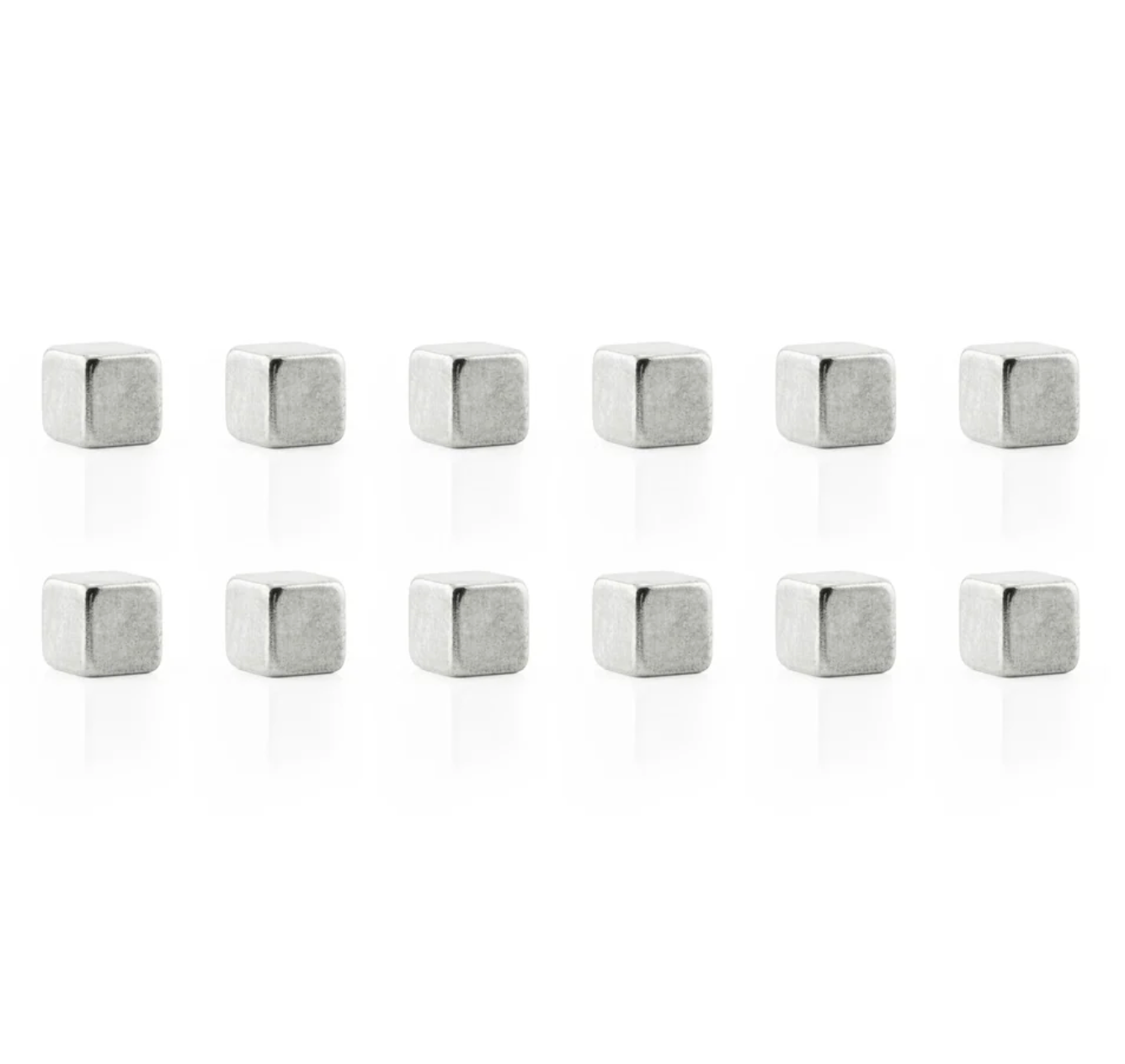 Small But Mighty Magnetic Magic in a Cube – Silver – Pack of 12 Mini Magnets