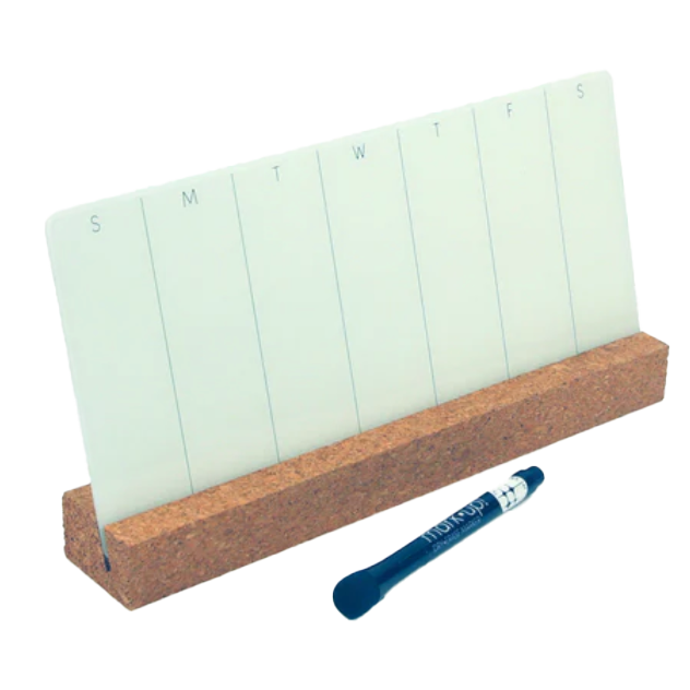 Glassencorque Wide Weekly Desktop Dry-Erase Board – 5.5" x 12"