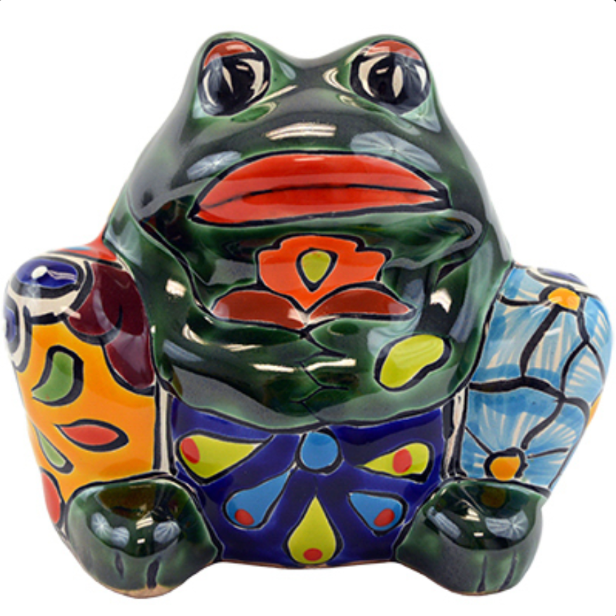 Frog Ceramic Planter - Double-Fired Hand-Painted – 7-In.