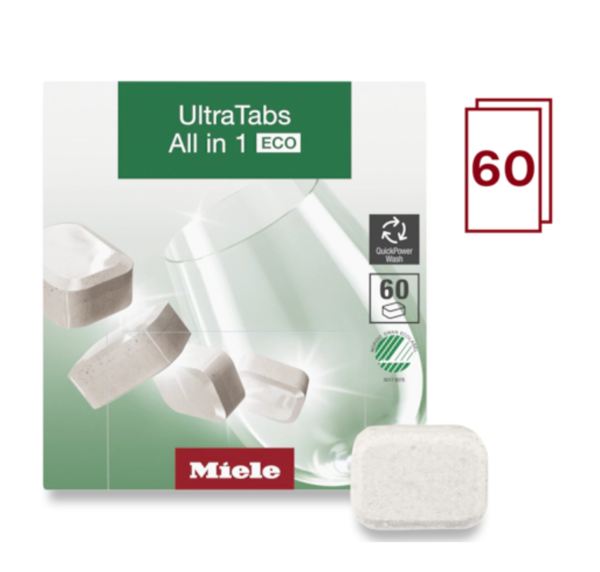 Miele UltraTabs All in 1 ECO Detergent Pods for Dishwasher – 60 tabs