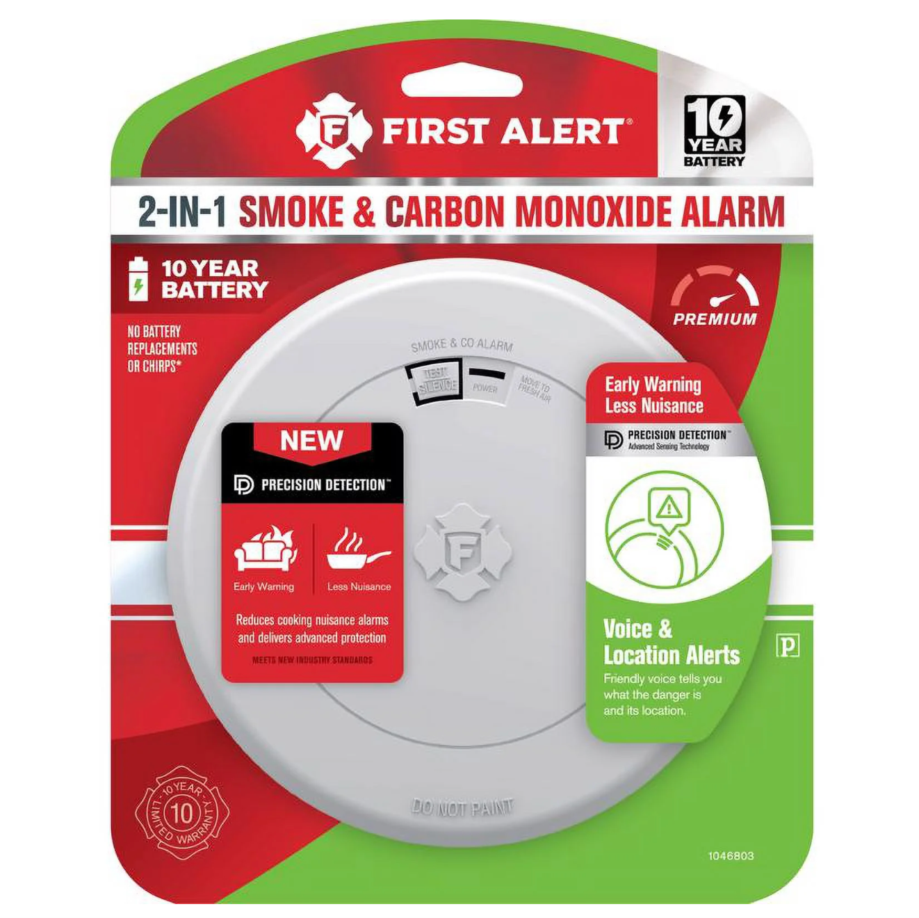 First Alert 10 Year Battery-Powered Photoelectric Dual Smoke and Carbon Monoxide Detector