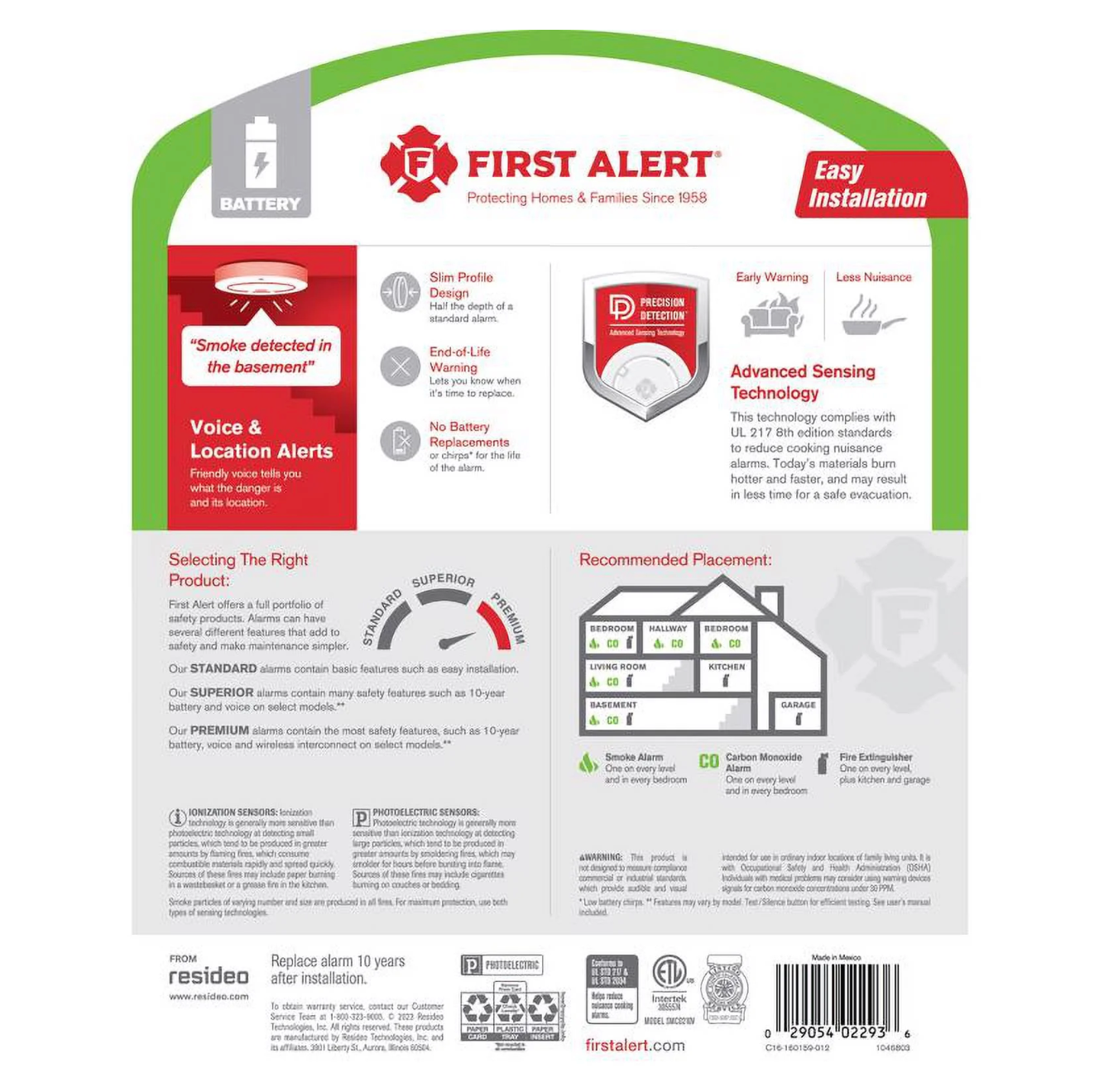 First Alert 10 Year Battery-Powered Photoelectric Dual Smoke and Carbon Monoxide Detector