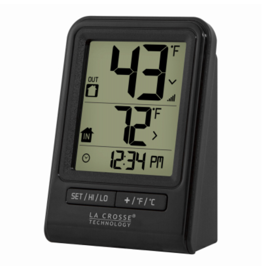 Wireless Digital Indoor/Outdoor Thermometer – Black