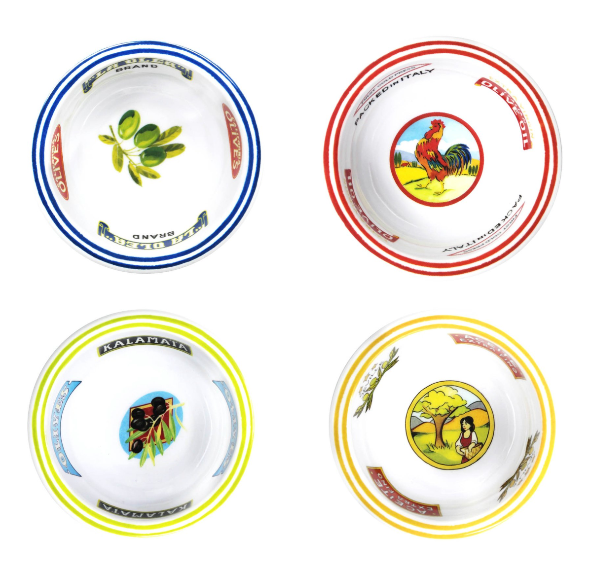 Le Cadeaux Melamine Vintage Olive Mini Dipping Bowls – 3.5" – Assorted – SOLD INDIVIDUALLY