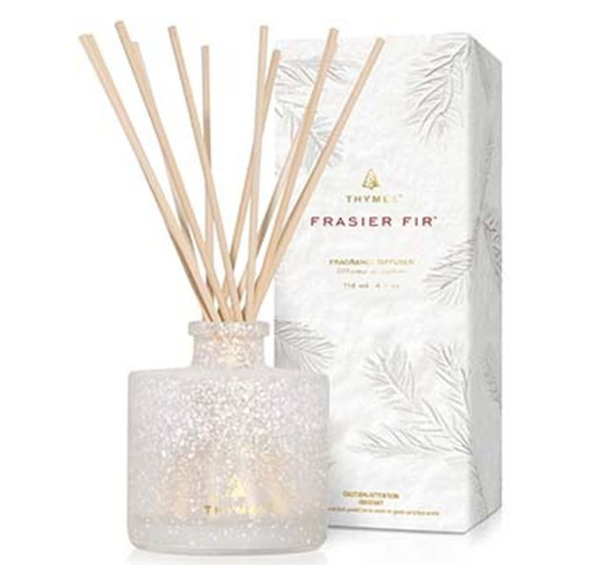 Thymes Frasier Fir Petite Reed Diffuser - Flocked Collection - 4oz