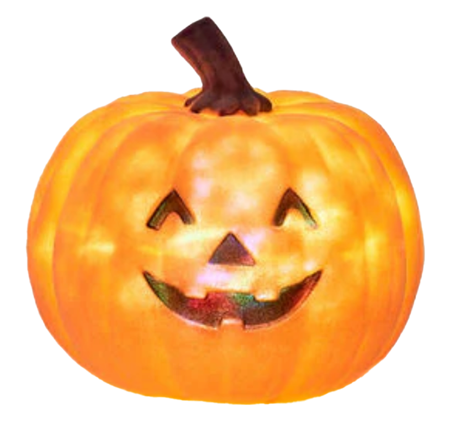 Flocked Halloween Jack-O-Lantern With Revolving Lights – 9"