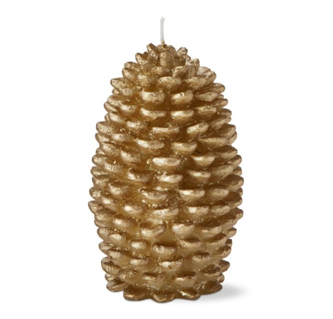 Gold Pinecone Candle – 6"