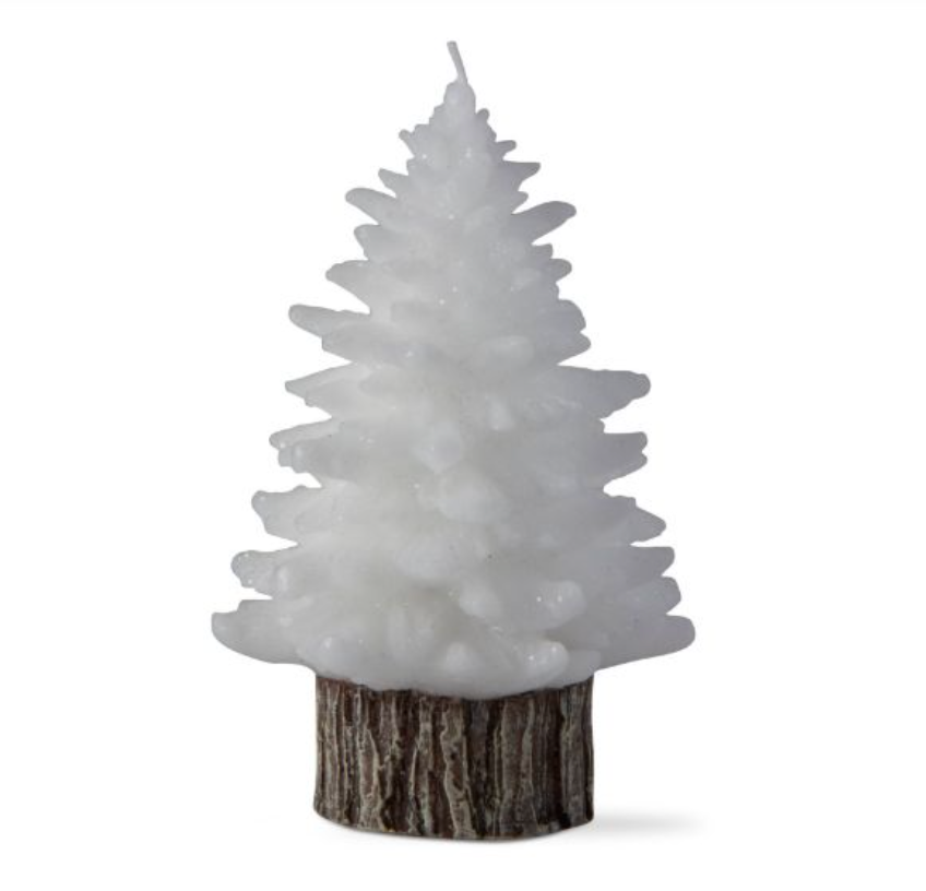 Rustic Spruce Tree Candle – 7.5"- white