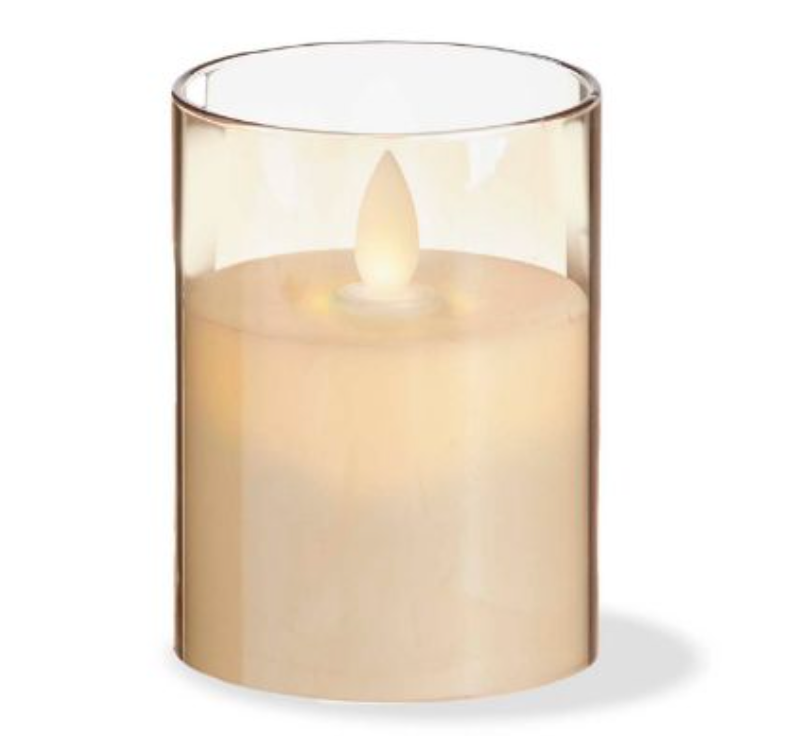 Tag Estella LED Glass Hurricane Candle – 3x4 – Amber