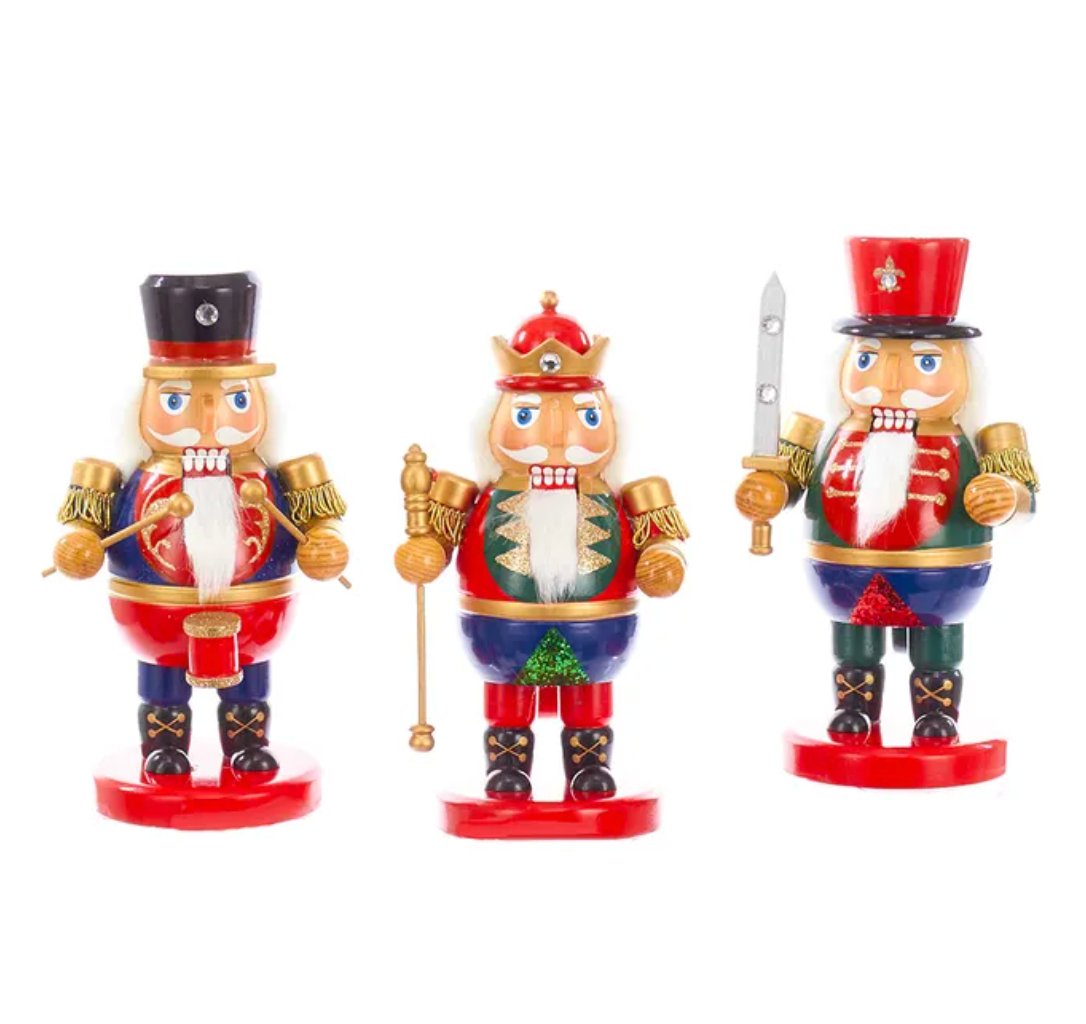 Natural Wood Chubby Nutcracker Figurines – 8" – Assorted – Sold Individually