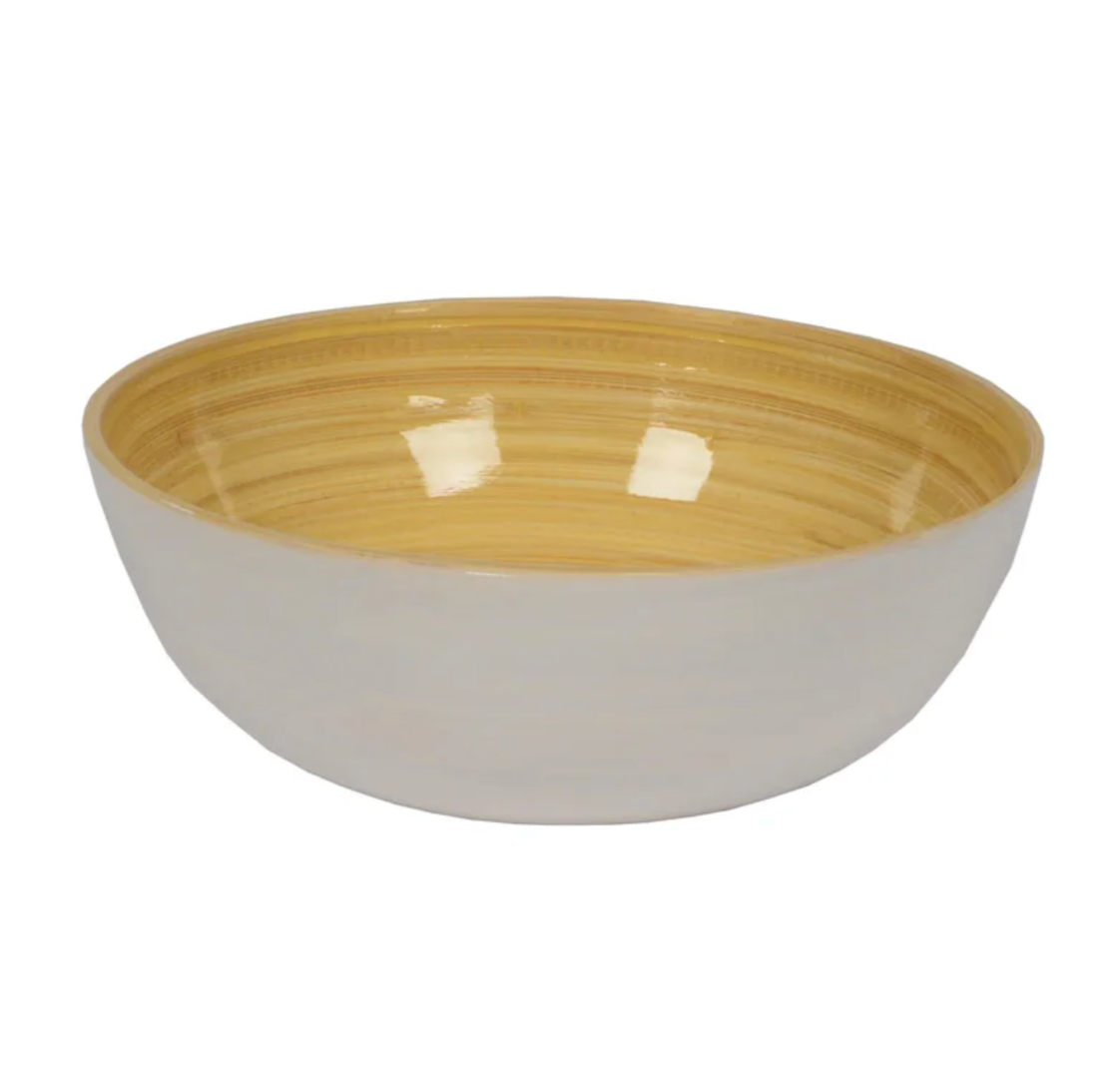 Bamboo Serving Bowl – White – 7"Dia. x 2.7"