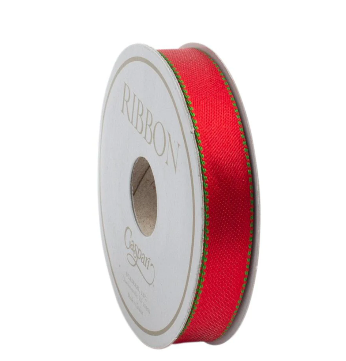 Green & Red Reversible Satin Unwired Ribbon –. 5"w x 9 Yard Spool