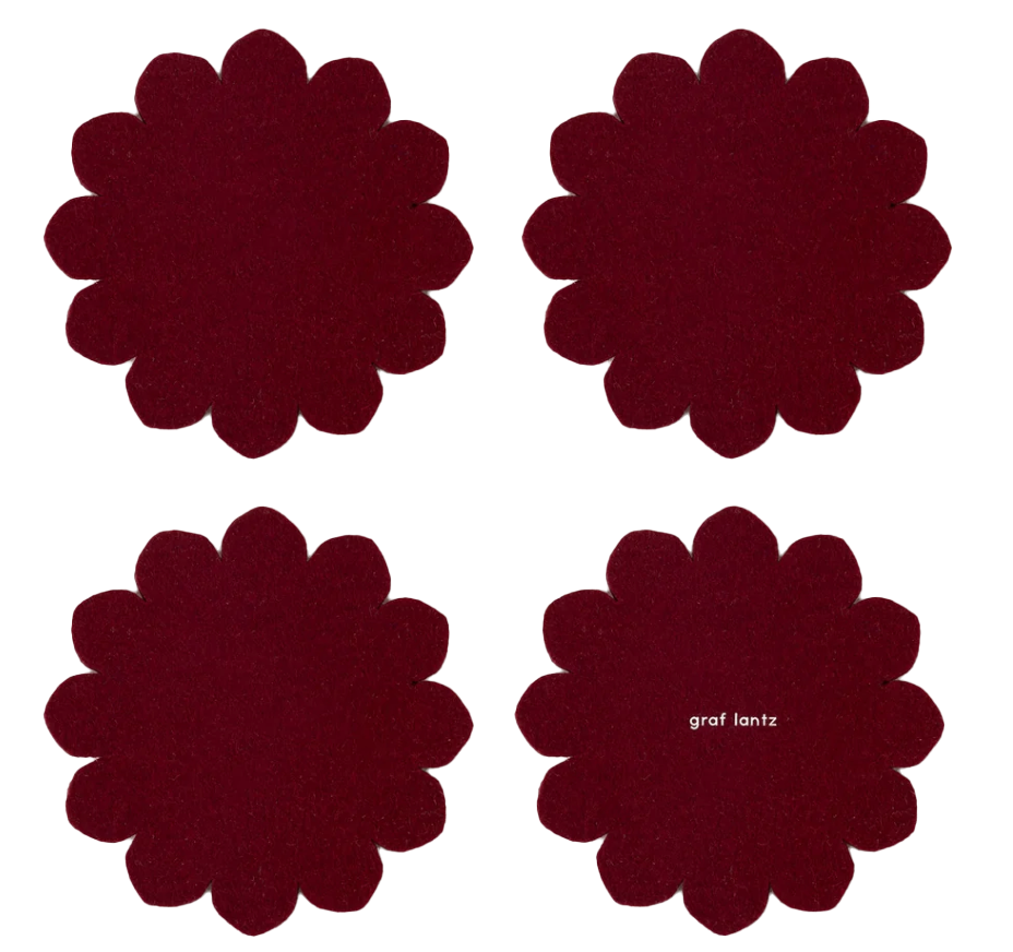 Graf Lantz Crest Merino Wool Coaster – Burgundy – 4 Pack