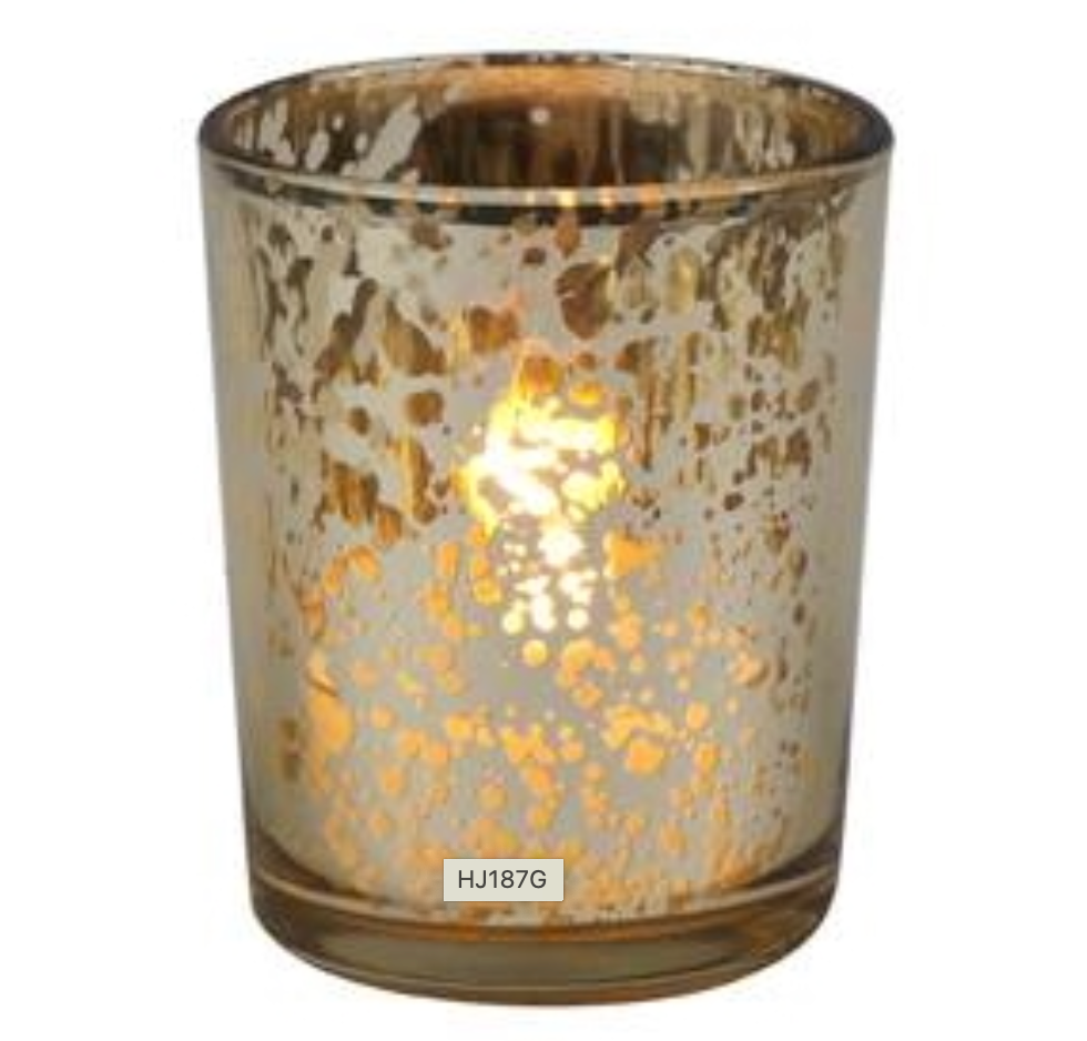 Rustic Gold Glass Votive Holder