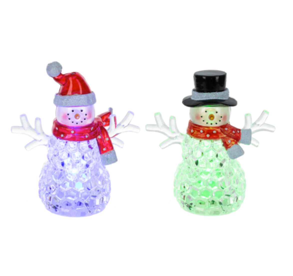 Light Up Mini LED Crystal Snowman – Assorted Colors – Each Sold Separately