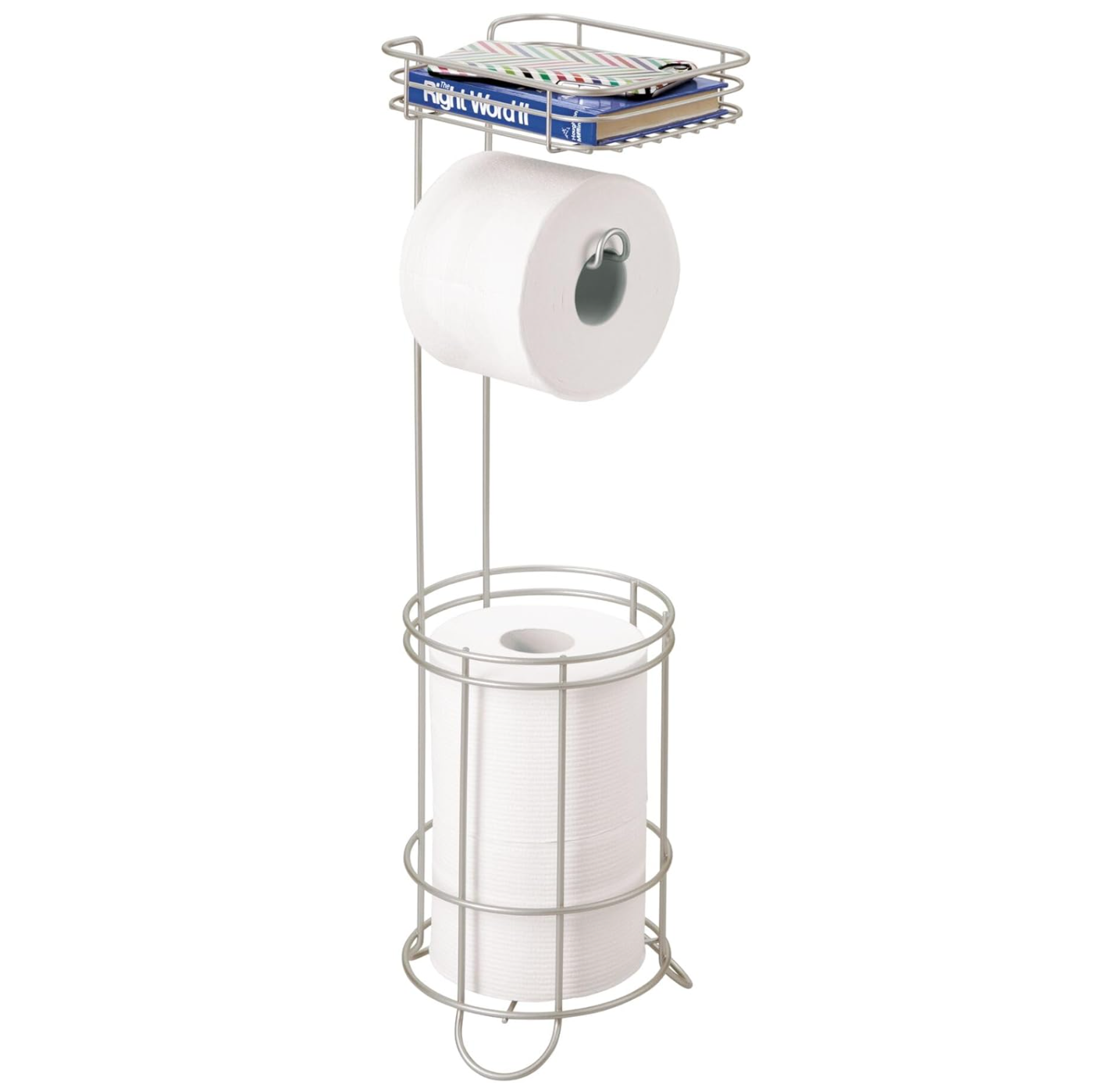 iDesign Weston Stand with Shelf Toilet Paper Holder – Satin