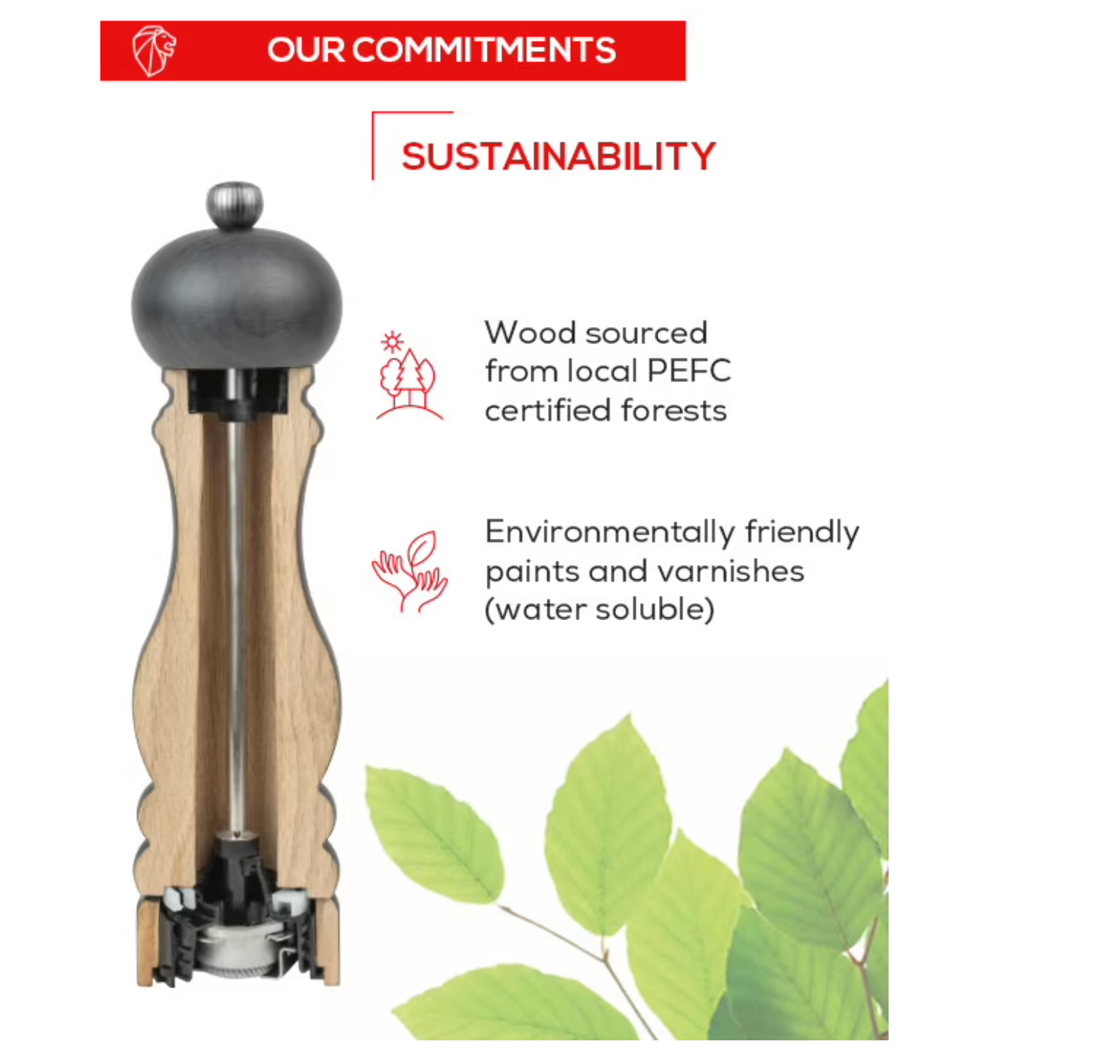 Peugeot Paris u'Select Manual Wooden Pepper Mill – Graphite  – 7"