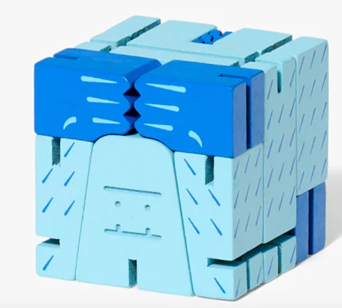 Areaware Cubebot Cryptoids Robot de juguete de madera tipo puzle – Yeti