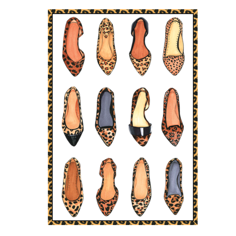 Caspari Mother's Day Card – Leopard Print Shoes  – 1 Card & 1 Envelope