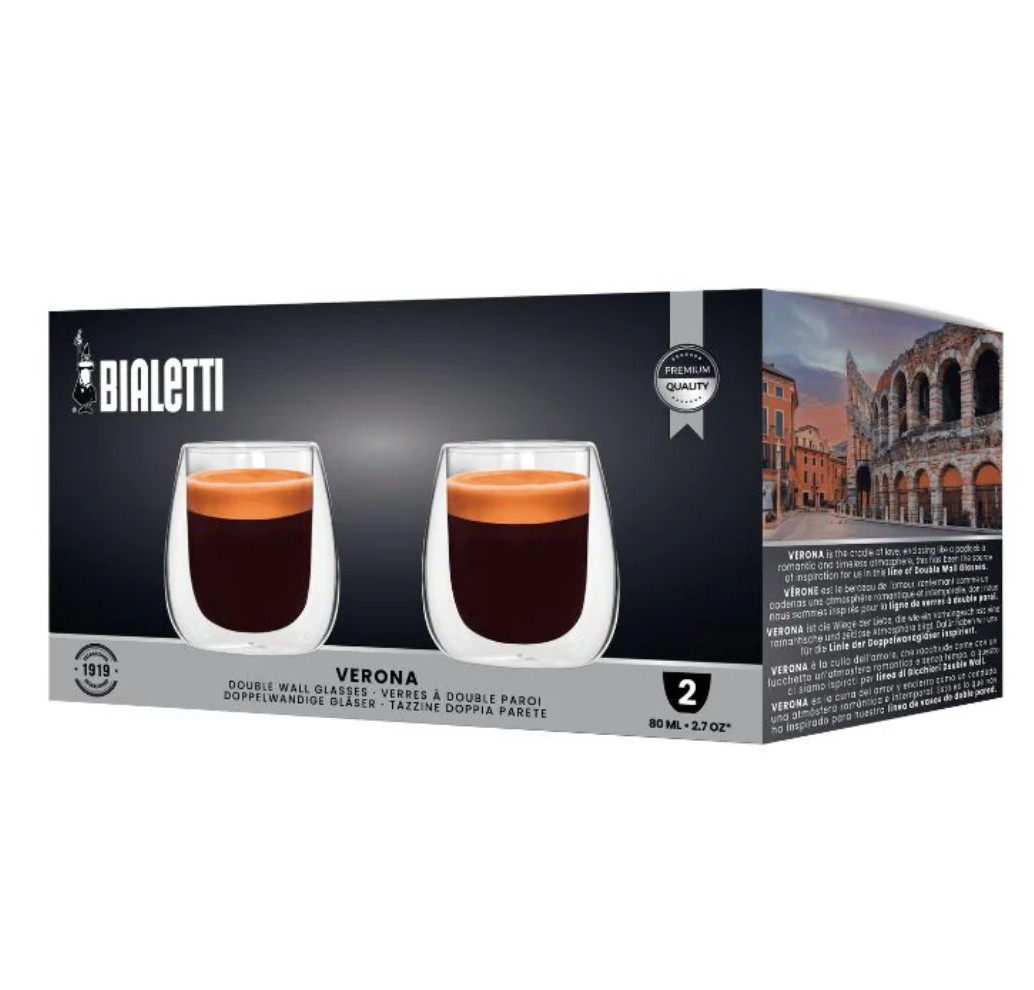 Bialetti Verona Double Wall Glasses – 80 Ml –  Set of 2