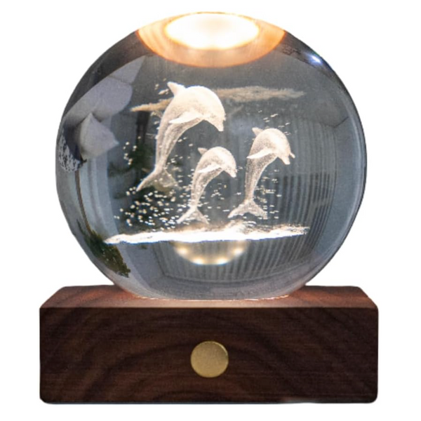Gingko Designs Amber Crystal Paper Weight – Jumping Dolphins – S