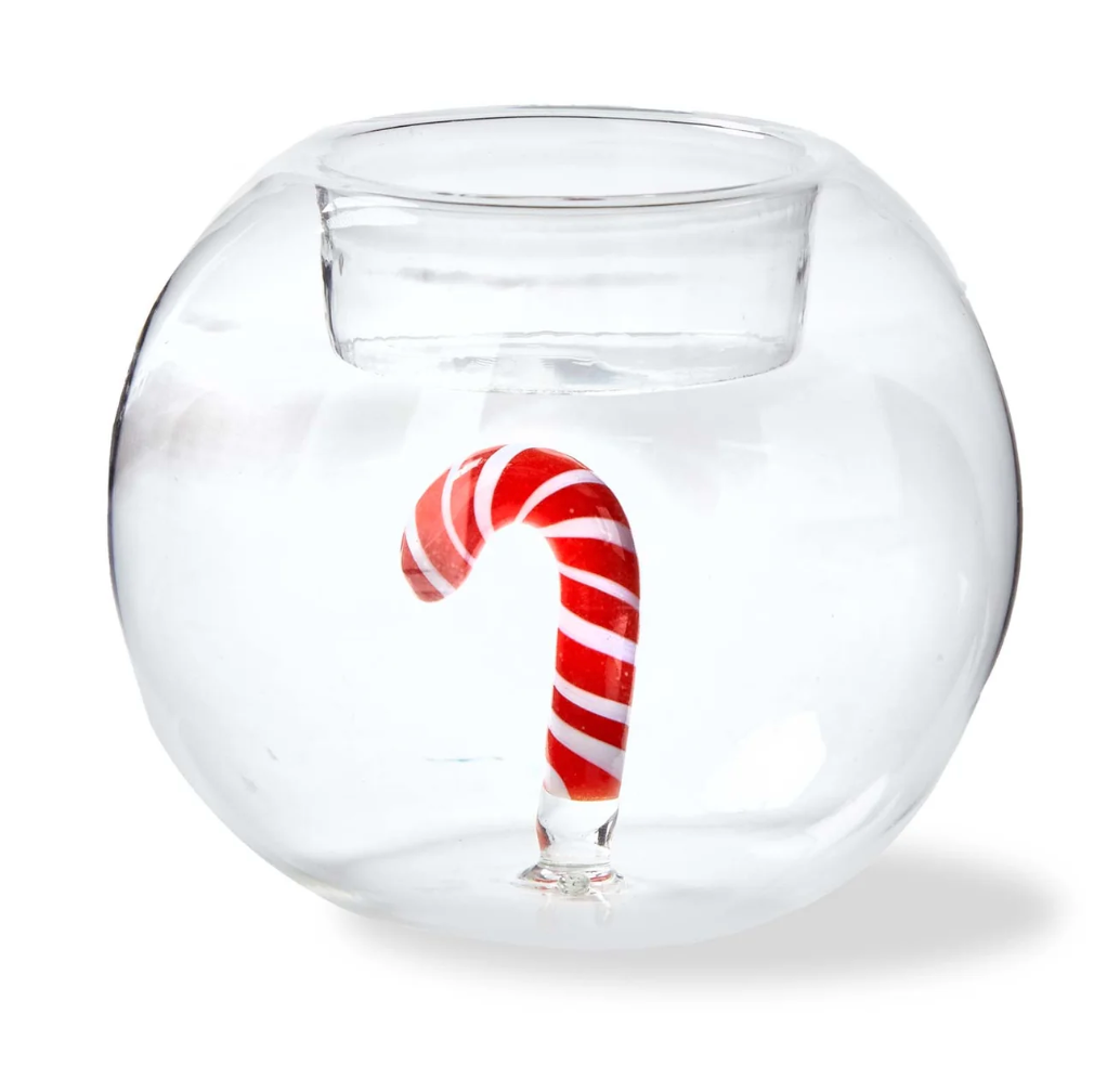 Tag Candy Cane Globe Tealight Holder