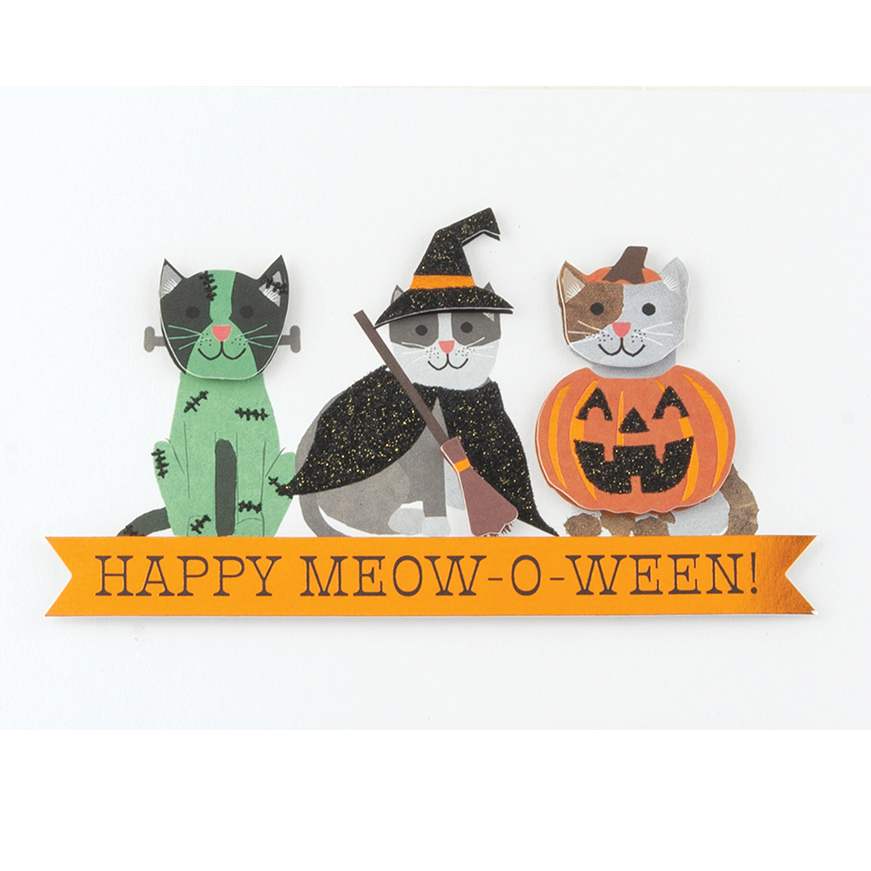 Design Design Happy Meow-O-Ween Kitties Greeting Card– 1 Card & 1 Envelope