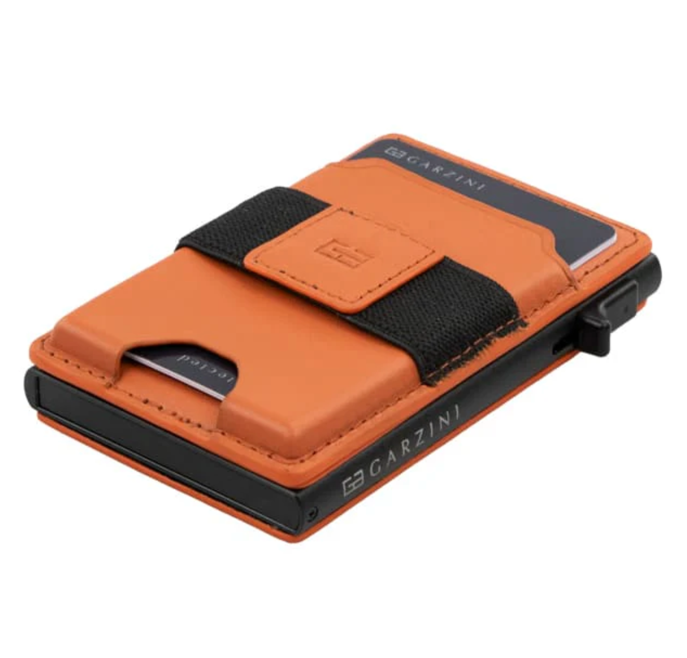 Garzini Magsafe Dual Functionality Leather Wallet & Metal Card Holder – Orange