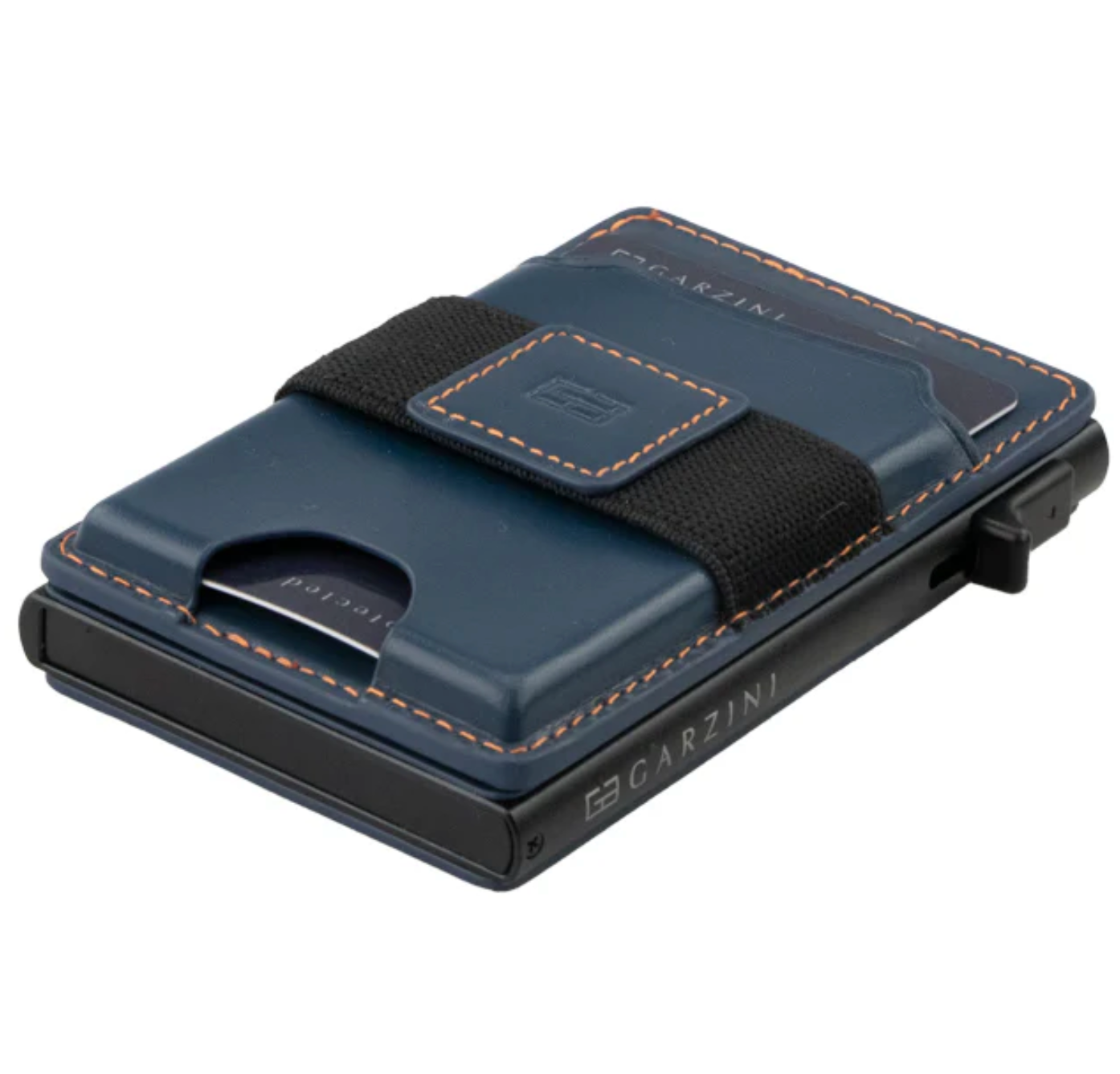 Garzini Magsafe Dual Functionality Leather Wallet & Metal Card Holder – Blue Orange