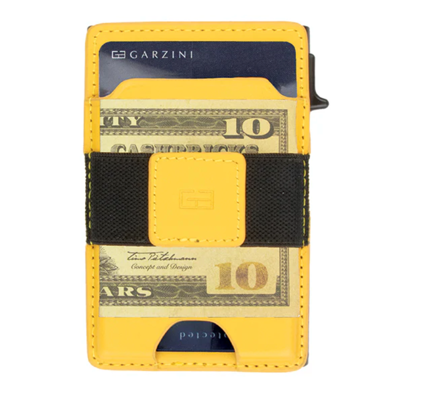 Garzini Magsafe Dual Functionality Leather Wallet & Metal Card Holder – Yellow