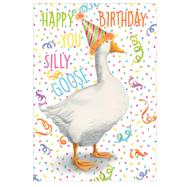 Caspari Silly Goose Happy Birthday Card – 1 Card & 1 Envelope