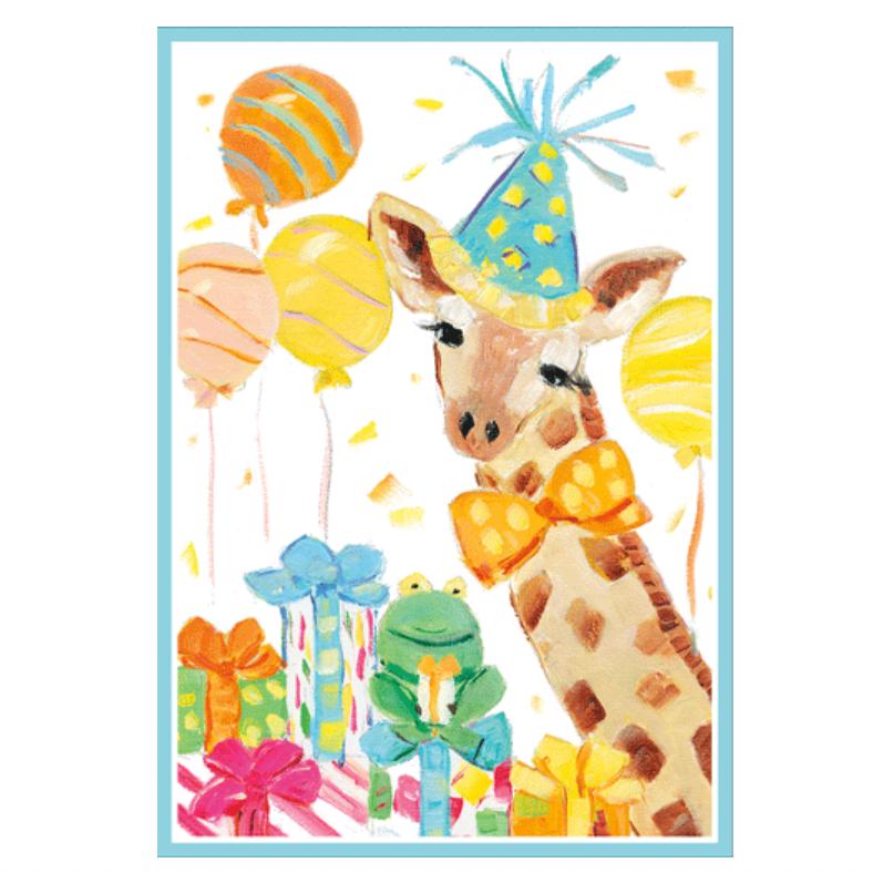 Caspari Giraffe Happy Birthday Card – 1 Card & 1 Envelope