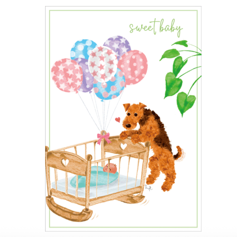Caspari Congratulations Babysitting New Baby Greeting Card