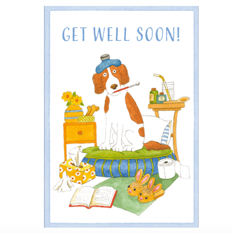 Caspari – Sick Pup Get Well Soon Card – 1 Card & 1 Envelope
