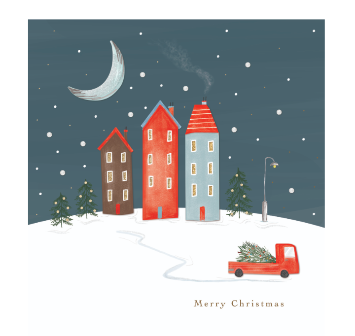 Design Design Countryside Christmas Village Handmade Greeting Card – 1 Card & 1 Envelope