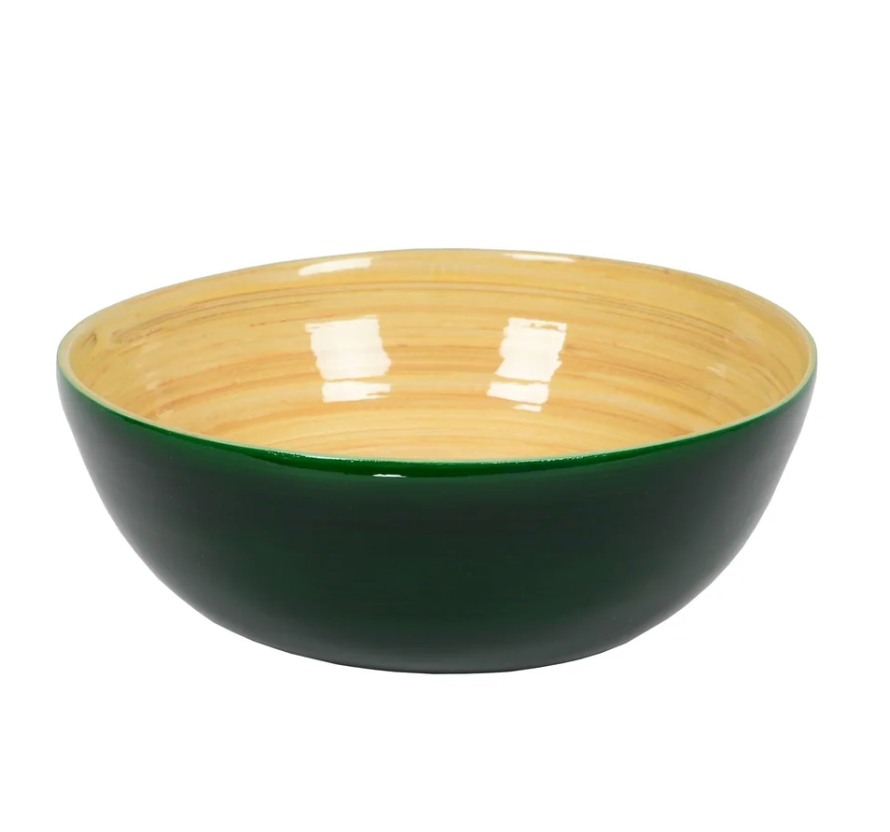 Bamboo Salad Bowl – Dark Green – 7"Dia. x 2.7"