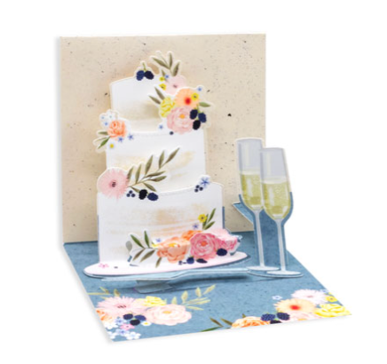 Up With Paper 3D Pop-Up Trinket Greeting Card – 3"x 3" – Fondant Wedding Cake