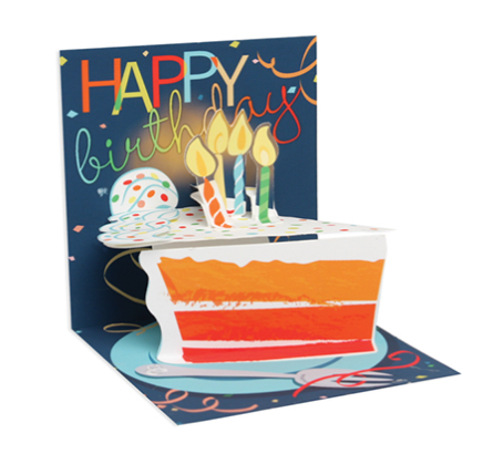 Up With Paper 3D Pop-Up Trinket Birthday Greeting Card – 3"x 3" – Big Slice of Cake