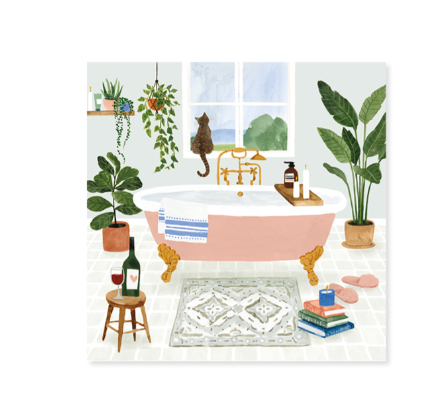 Up With Paper 3D Pop-Up Trinket Greeting Card – 3"x 3" – Bathtub