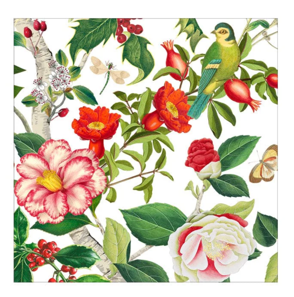 Caspari Chinoiserie White Christmas Cocktail Napkins – 20pk