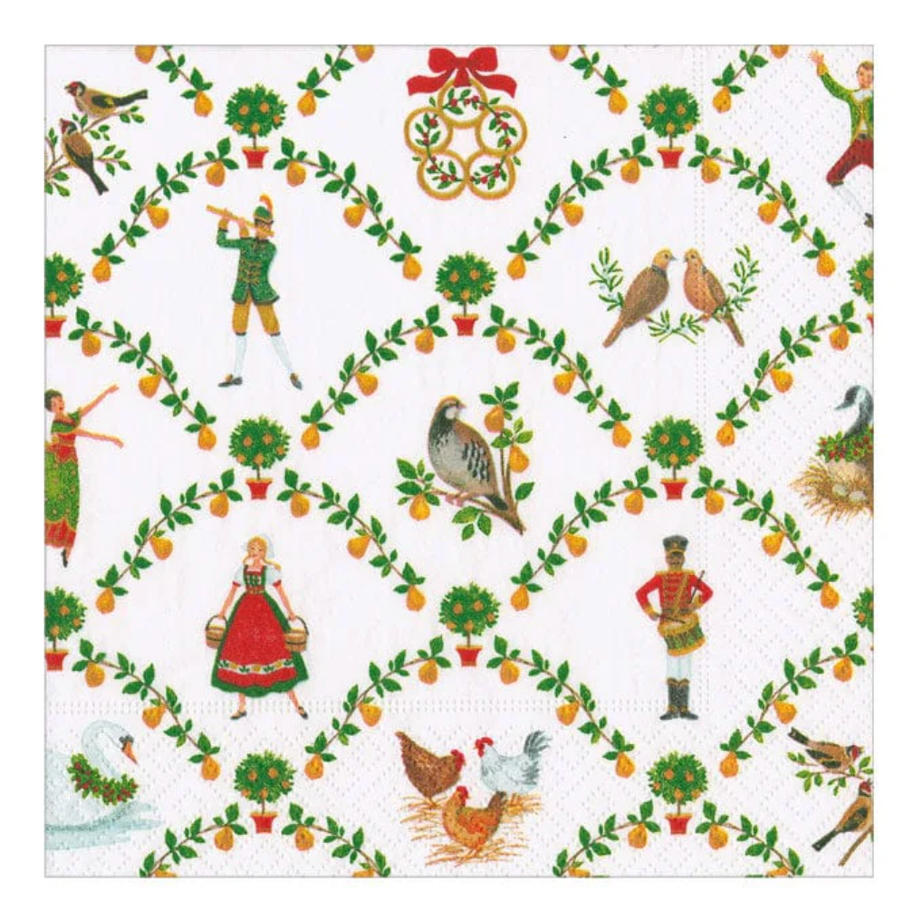 Caspari On The Twelfth Day Cocktail Napkin - 20pk