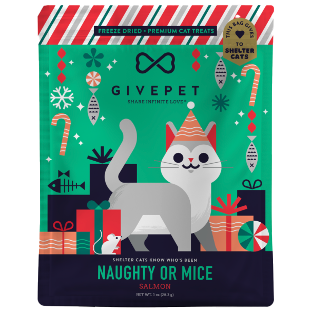 Freeze-Dried Holiday Cat Treats –  Naughty or Mice – 1.25oz. Bag
