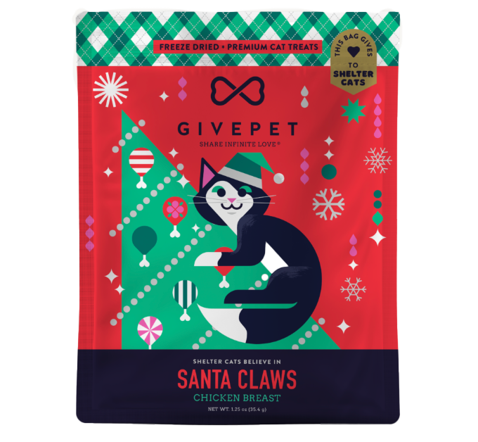 Freeze-Dried Holiday Cat Treats –  Santa Claws – 1.25 oz. Bag