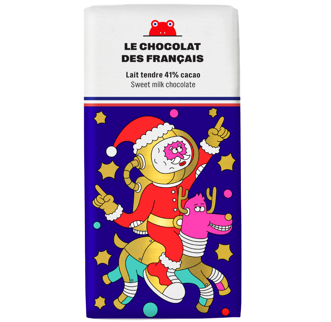 Le Chocolat des Francais – A Galactique Christmas Bar – Sweet Milk Chocolate  – 2.8oz **