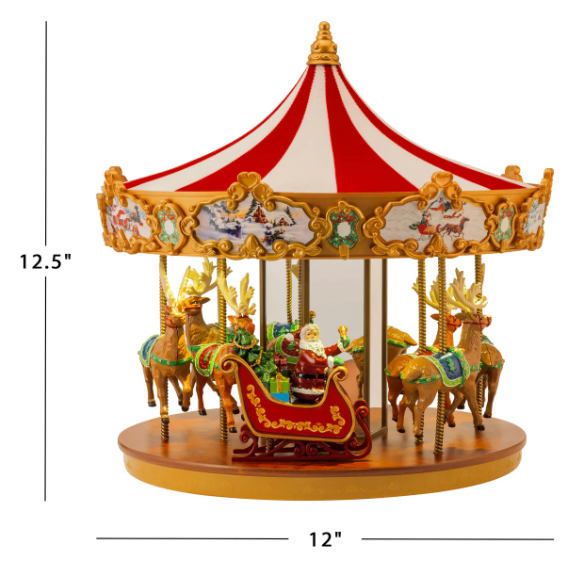 Mr. Christmas Very Merry Animated & Musical Carousel  – 12"