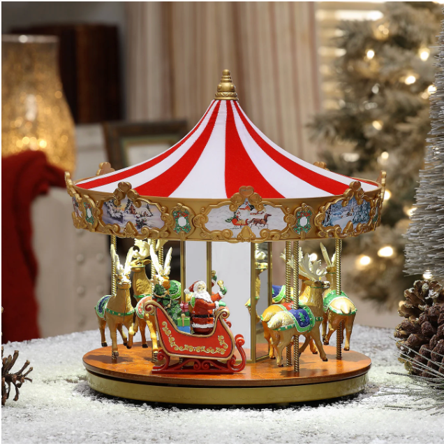 Mr. Christmas Very Merry Animated & Musical Carousel  – 12"