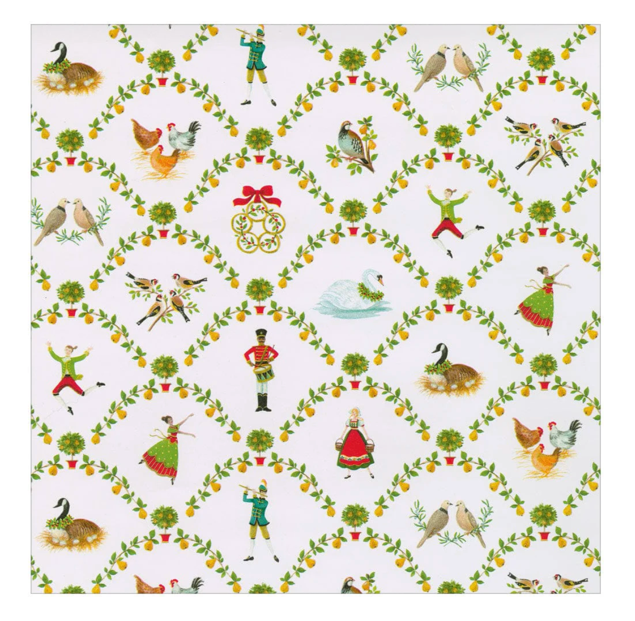 Caspari On The Twelfth Day Gift Wrap Paper - 30" x 8' Roll – Local Delivery Only